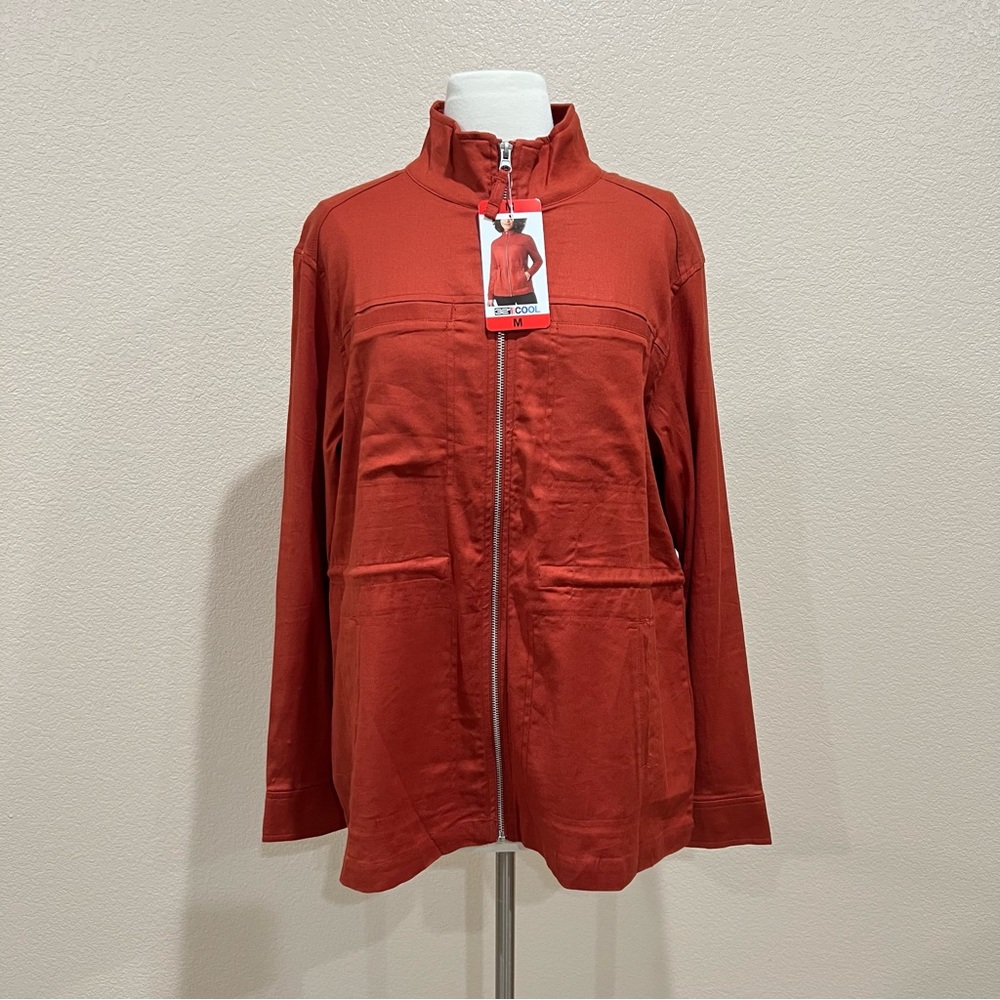 32 Degrees Cool Orange Red Linen Blend Trace Drawstring NWT Jacket Size Medium - Picture 2 of 10